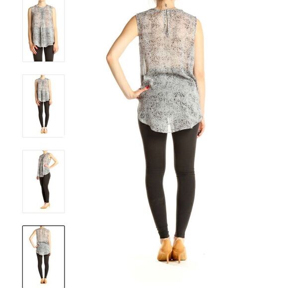 Vince Camuto XS grey and white sleeveless snakeskin blouse - Picture 4 of 10